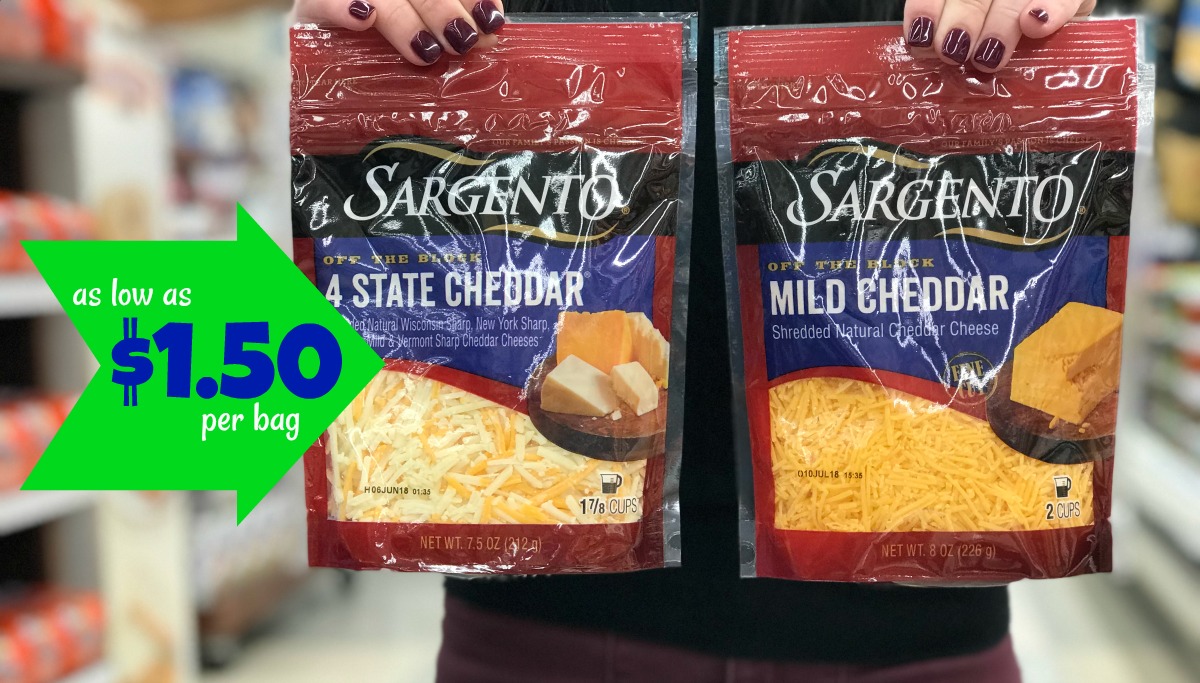 sargento shredded cheese as low as $1.50 per bag