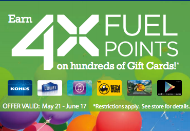 4x fuel points gift cards