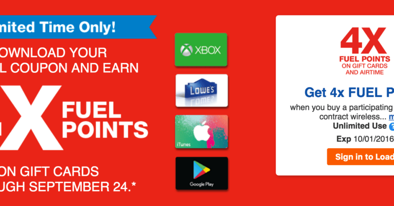 4X Kroger Fuel Points on Gift Cards (must download coupon)! - Kroger Krazy