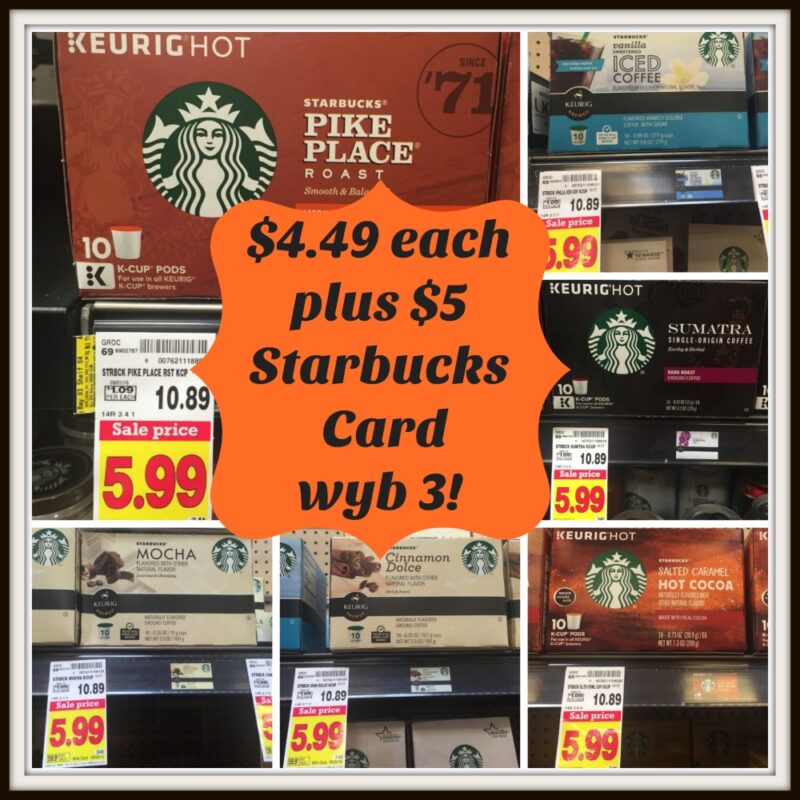 Starbucks KCups ONLY 4.49 at Kroger (plus 5 Gift Card offer