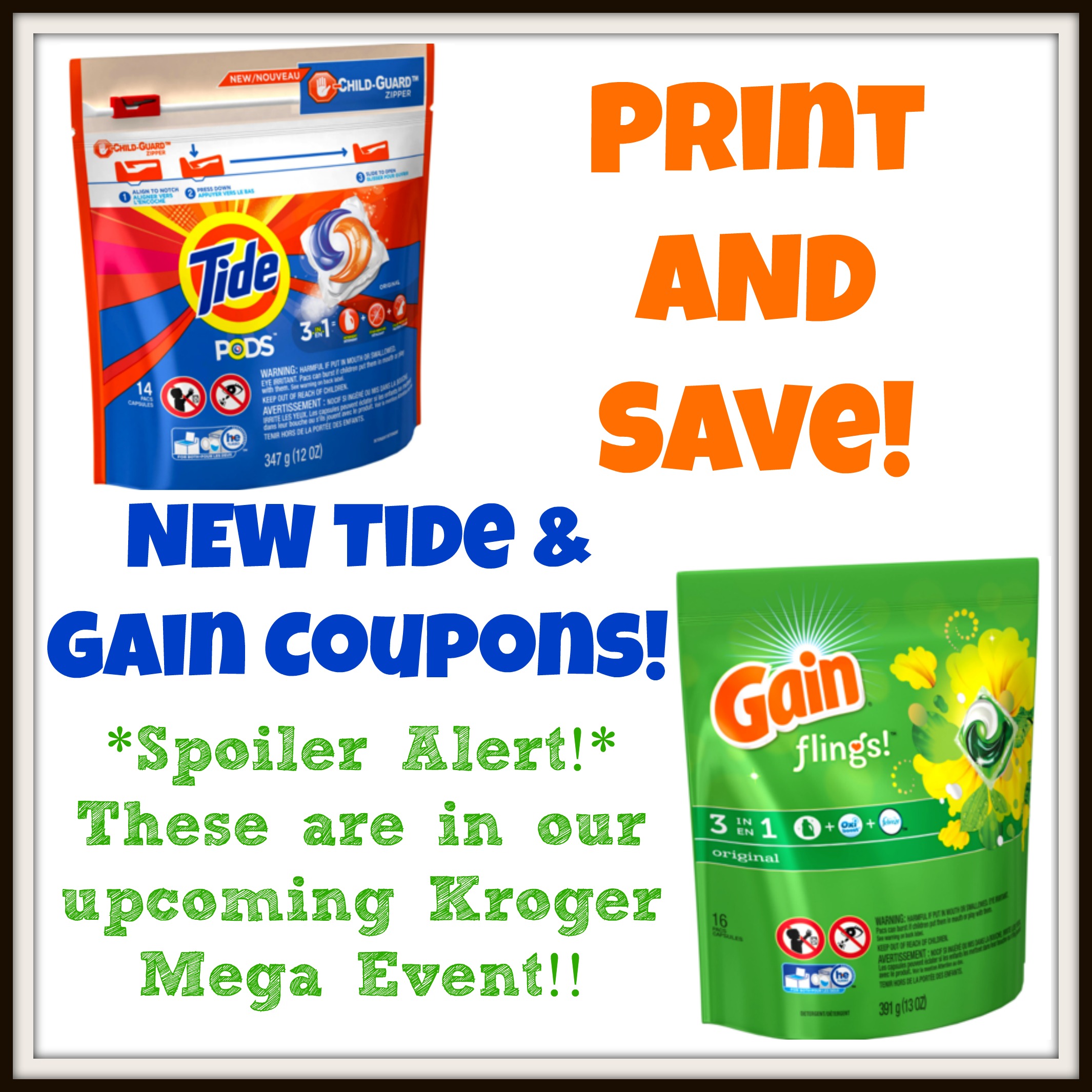 PRINT & SAVE NEW 2.00/1 Tide Pods and Gain Flings Coupons for