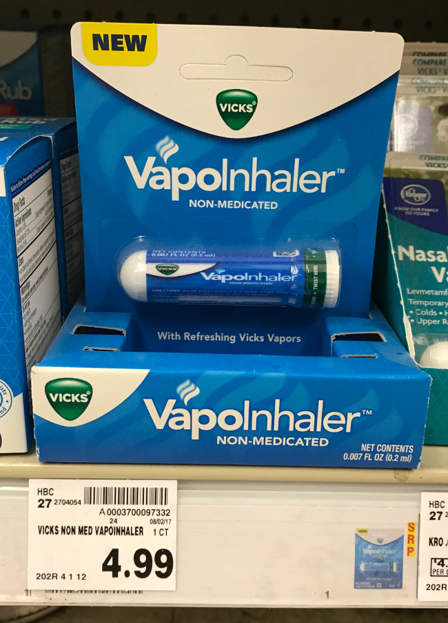 Vicks VapoInhaler Portable Nasal Inhaler, Non-Medicated, 1