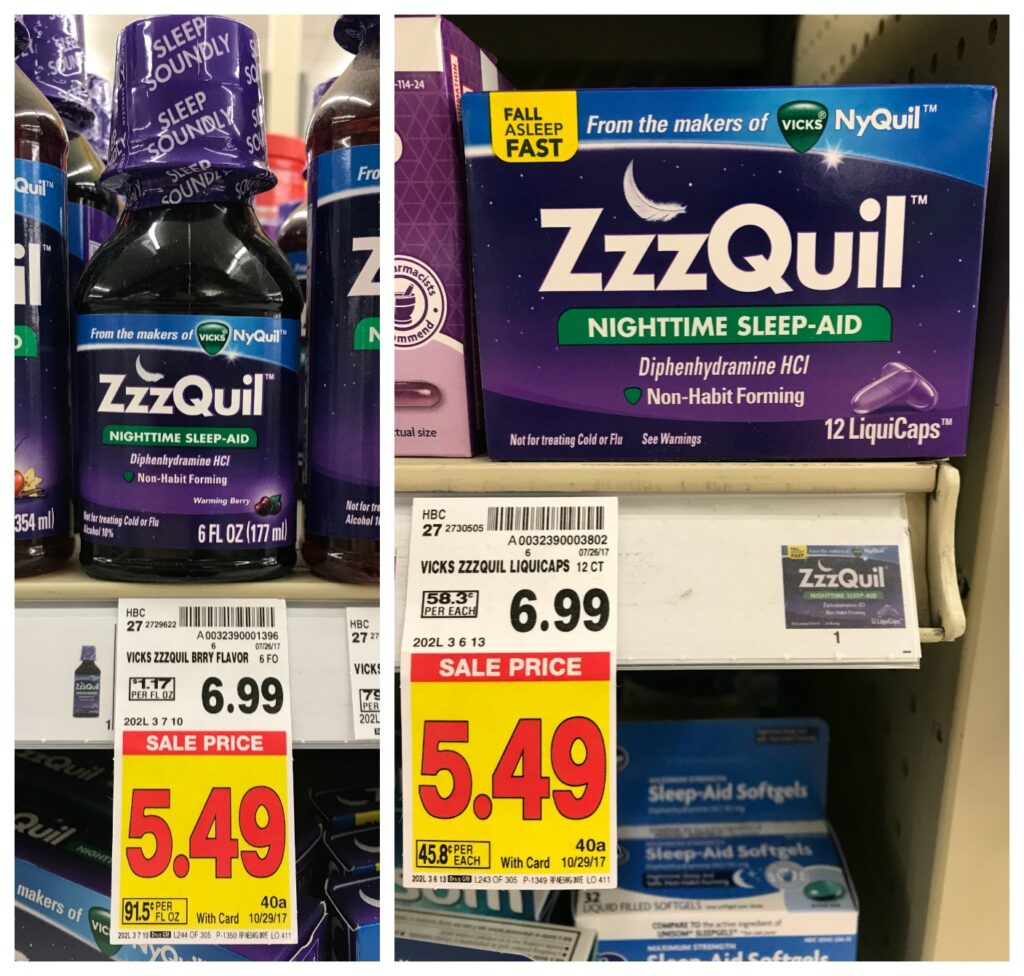 ZzzQuil Products as low as 3.49 at Kroger with NEW Coupon! Kroger Krazy