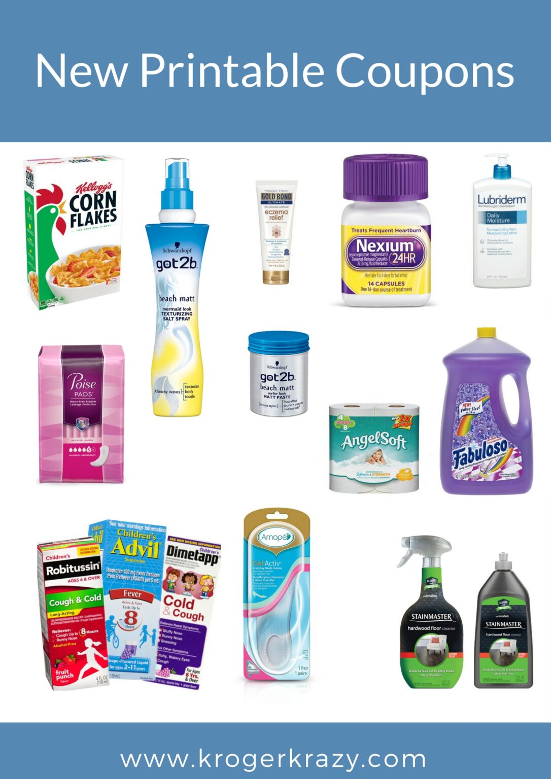 New Printable Coupons! Poise, Lubriderm, Nexium, Kellogg's, Angel Soft