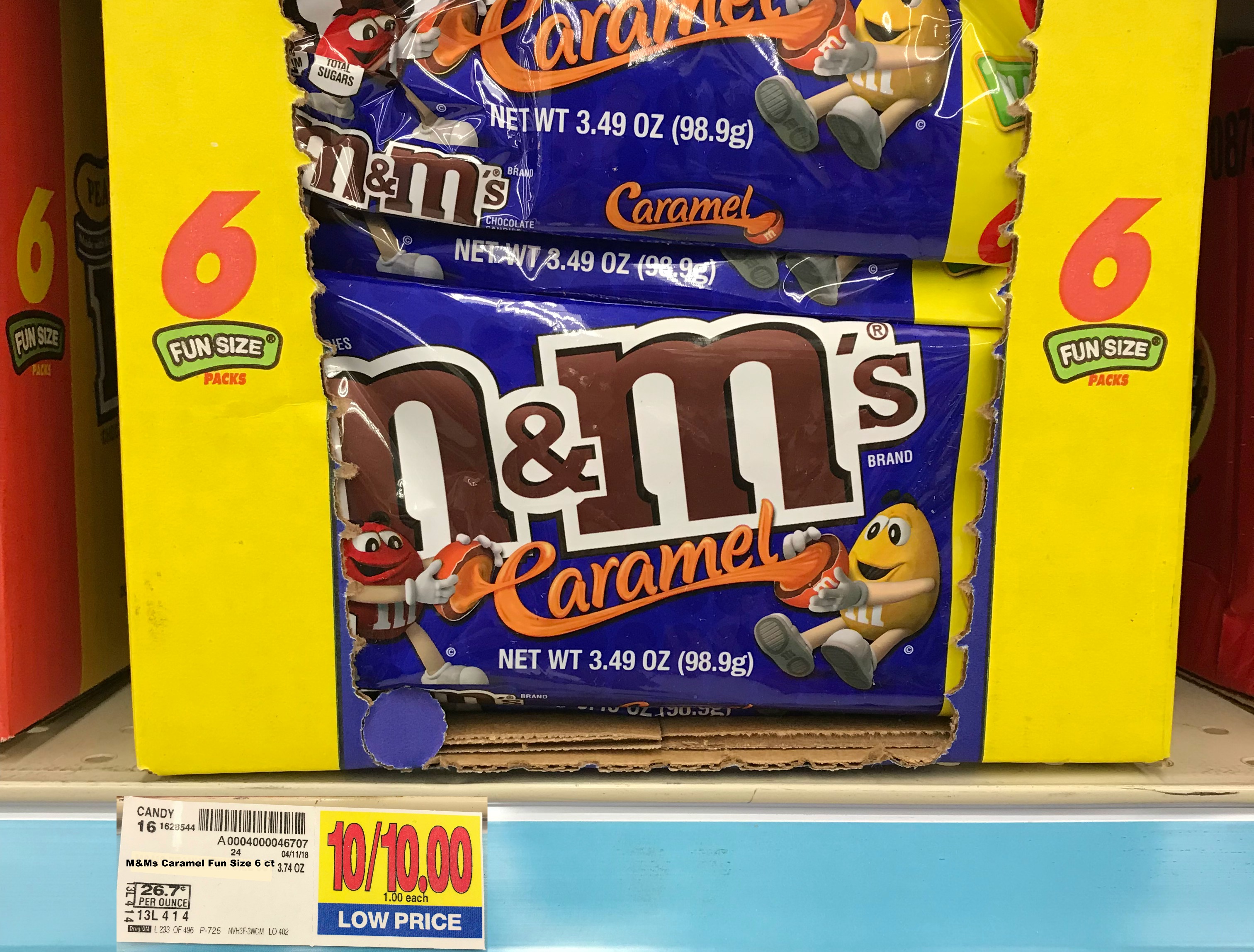 M&M's Caramel Fun Size Chocolate Candy, 3.49 ounce bag, 6 pack, Packaged  Candy