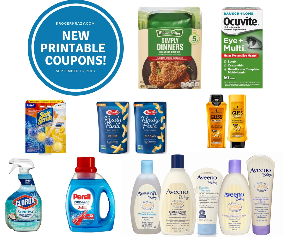 New Printable Coupons! Hidden Valley, Barilla, Aveeno Baby, Persil