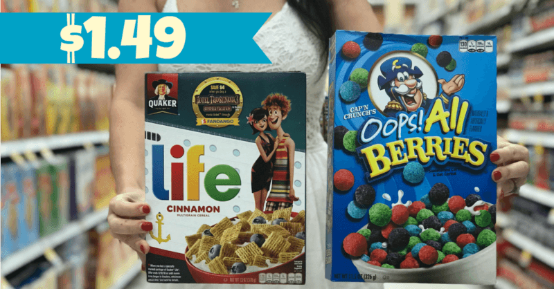 Quaker Life and Cap'n Crunch's Cereals ONLY $1.49 each at Kroger ...