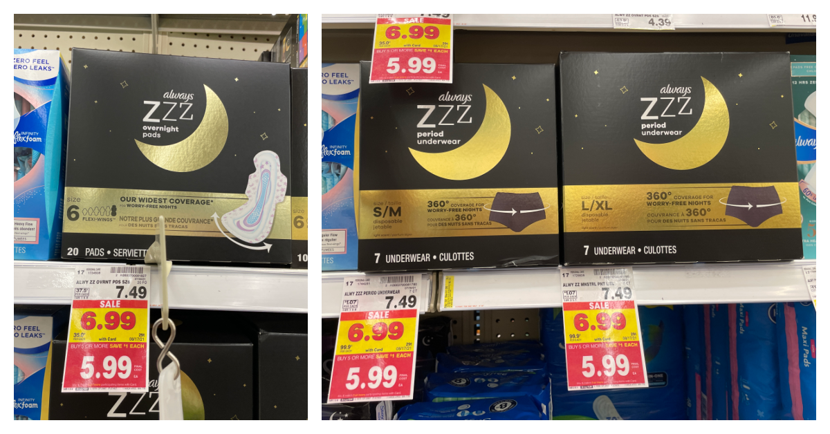 Always ZZZ Period Underwear is $2.49 with Kroger Mega Event! Click the link  in my bio, then image for full post! . . . . . . #krogerdeals