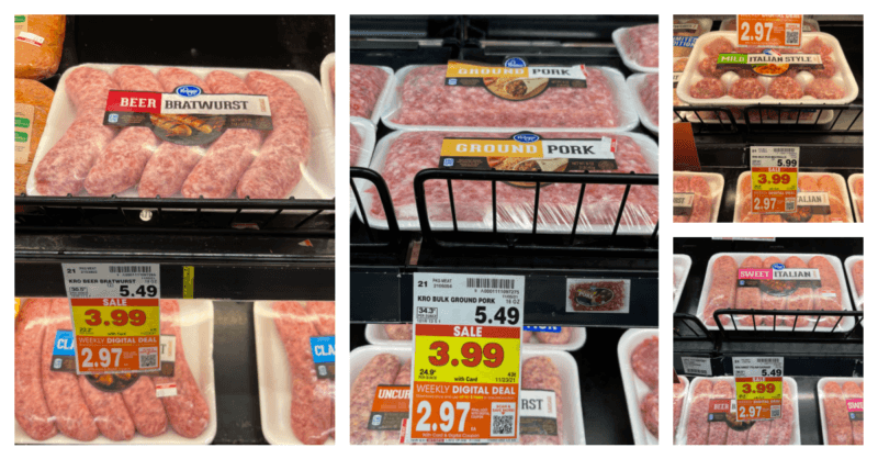 Kroger Brats, Italian Sausage, Ground Pork or Meatballs are $2.97 ...