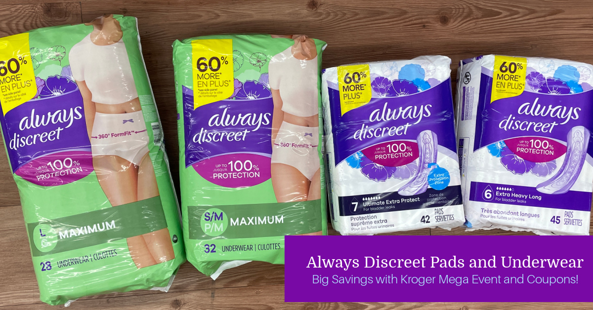 More Great Savings on Always Discreet Incontinence Products at Kroger! Pay  as low as $4.49! - Kroger Krazy