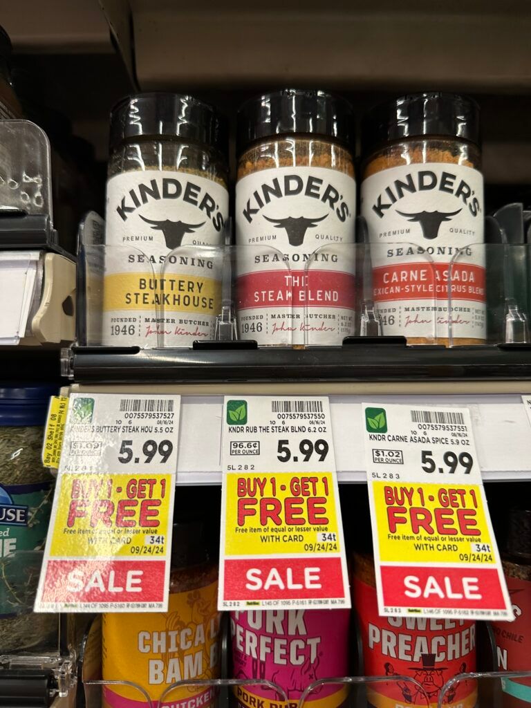 Kinder's Seasonings Kroger Shelf IMage