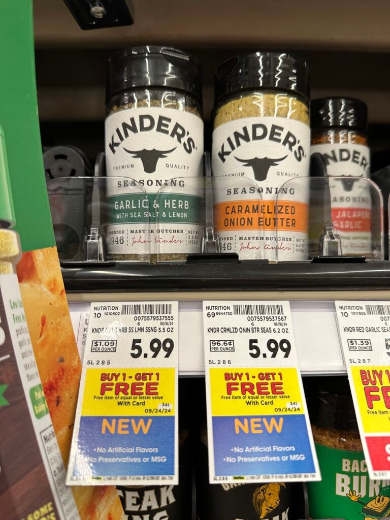 Kinder's Seasonings Kroger Shelf IMage