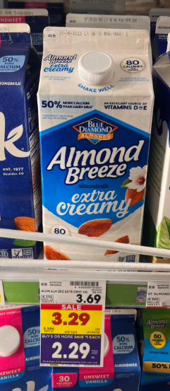 Blue Diamond Almond Breeze Extra Creamy Almond Milk Is As Low As 154