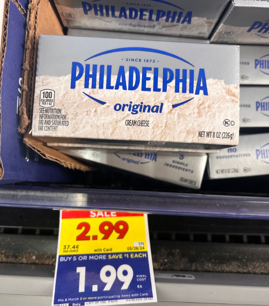 Philadelphia Cream cheese Kroger SHelf Image