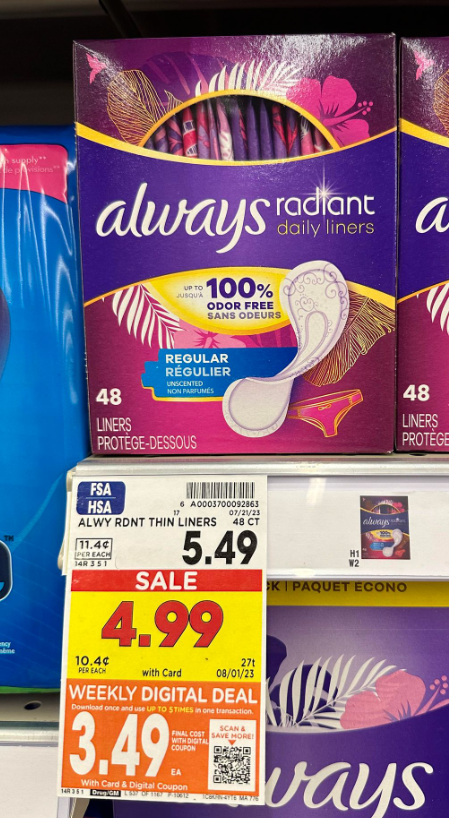Always ZZZ Pads and Underwear are ONLY $4.99 with Kroger Mega