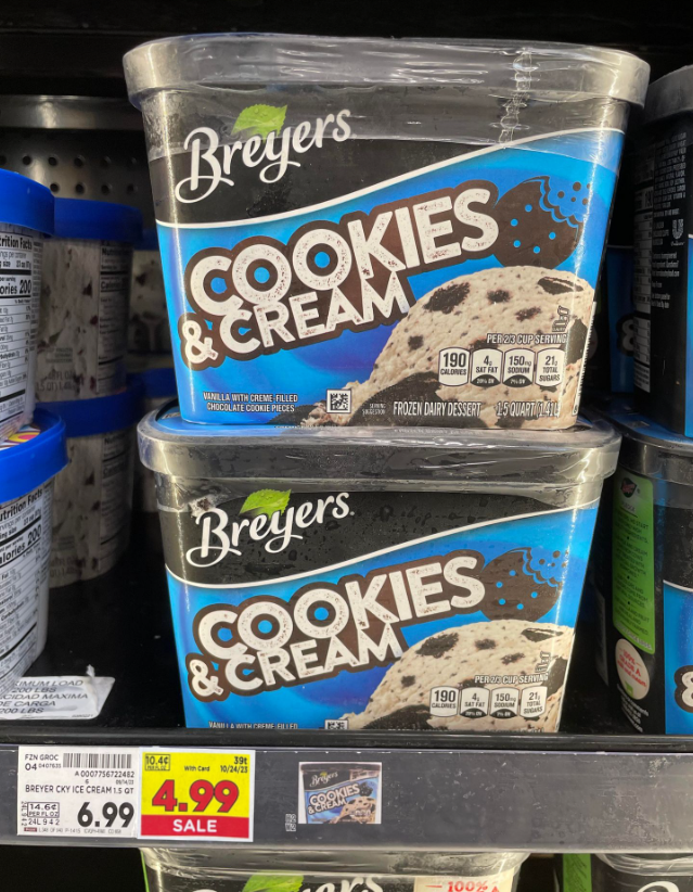 Breyers Cookies & Cream Kroger Shelf Image