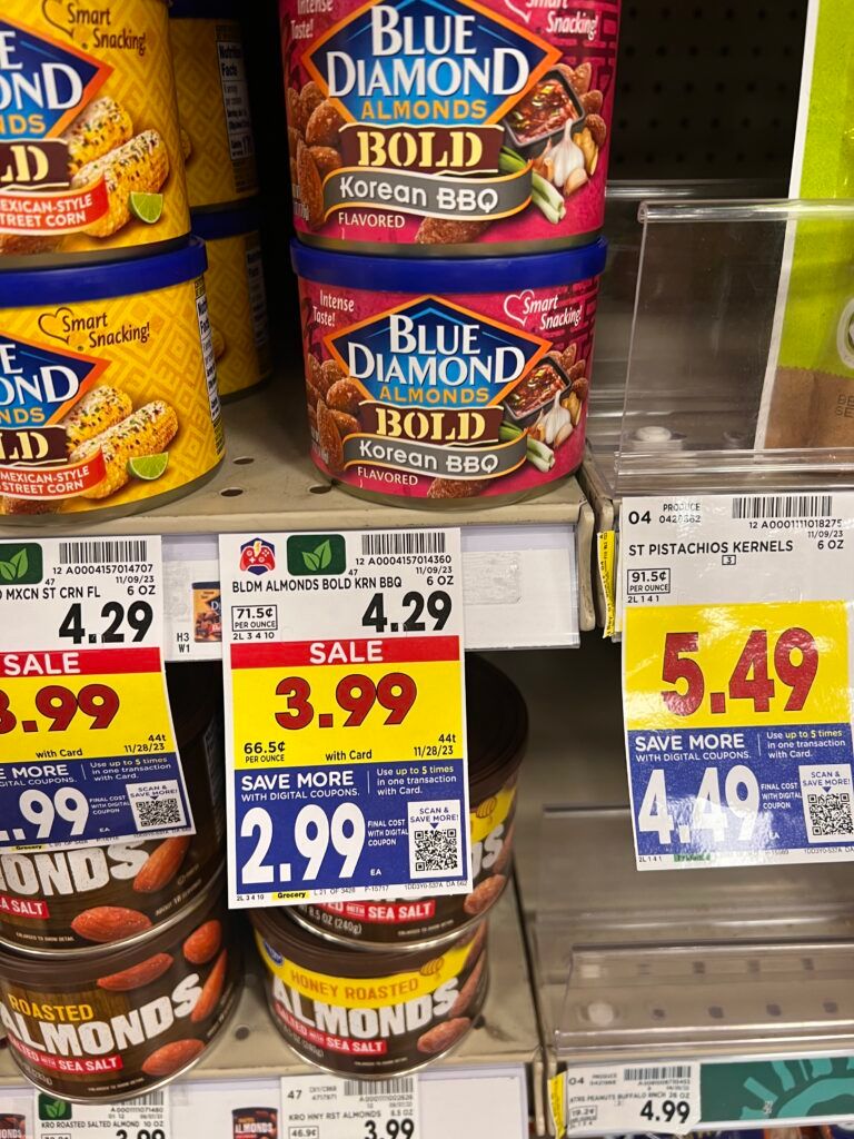 blue diamond almonds kroger shelf image 