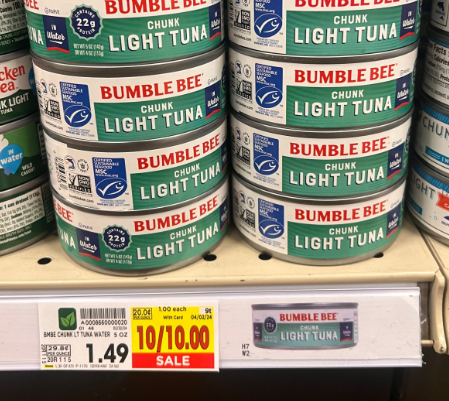 Bumble Bee Light Tuna Kroger Shelf Image