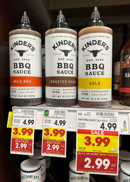 Kinder's Sauces Kroger Shelf Image