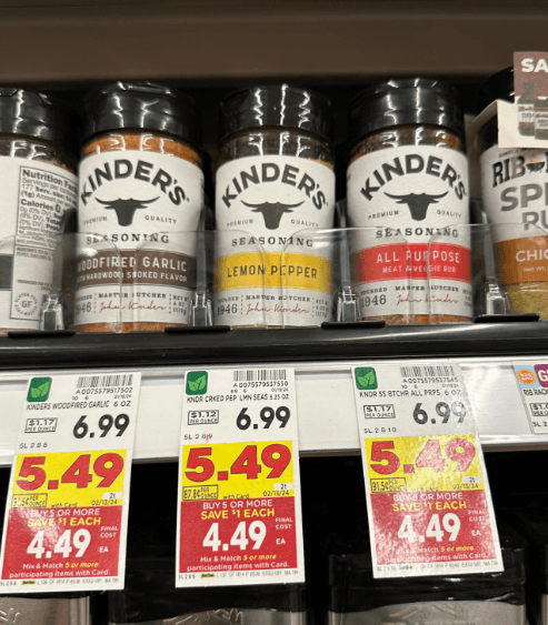 Kinder's Seasonings Kroger Shelf Image