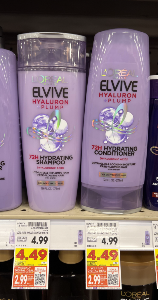 L'Oreal Elvive Shampoo & Conditioner Kroger Shelf Image