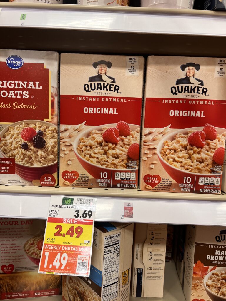 quaker instant oatmeal kroger shelf image