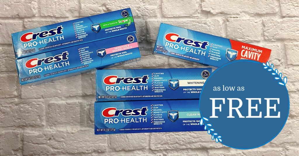 Crest Pro-Health Toothpaste is as low as FREE + $1.01 Money Maker ...