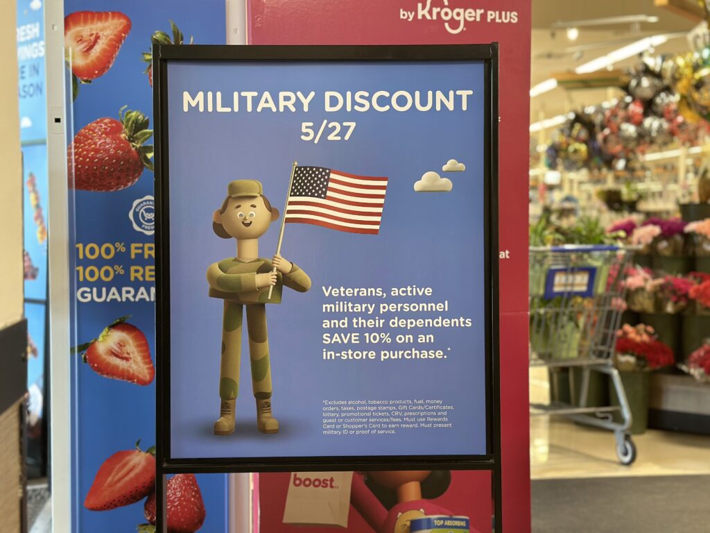 military discount monday may 27 at kroger