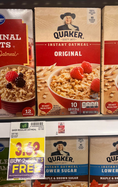 Quaker Instant Oatmeal Kroger Shelf Image