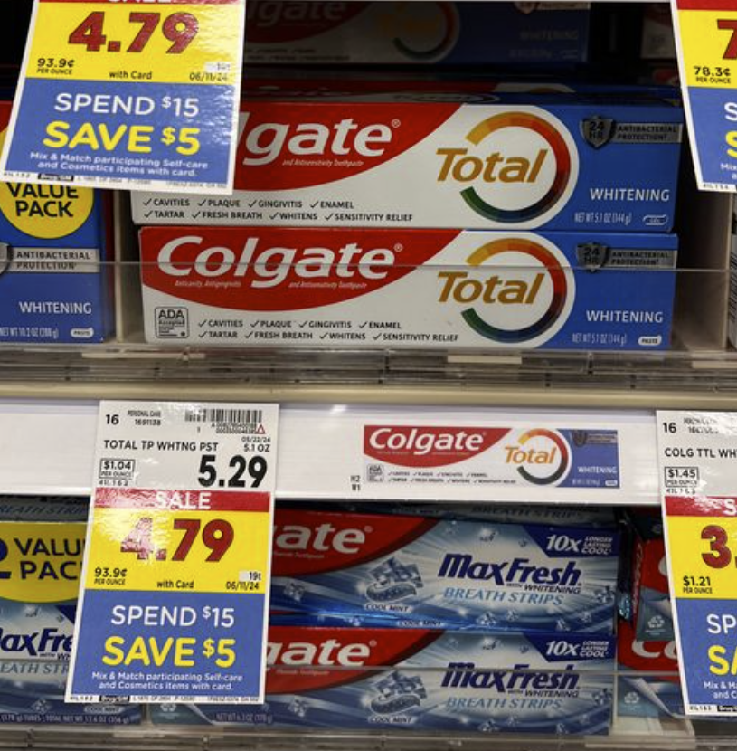 Colgate Total Toothpaste Kroger Shelf Image
