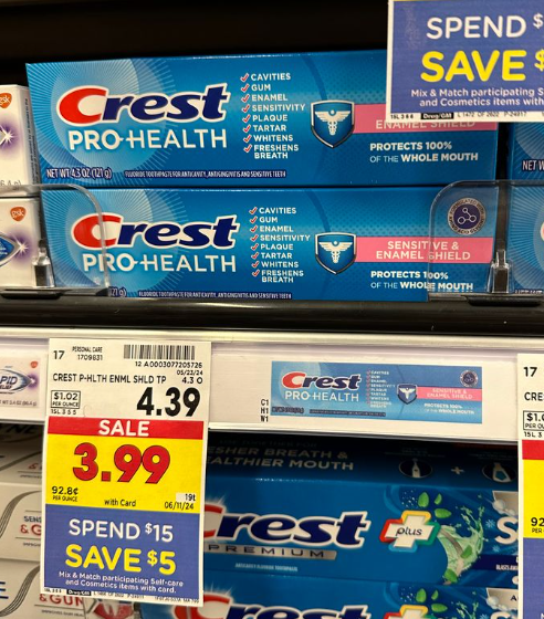 Crest ProHealth Toothpaste Kroger Shelf Image