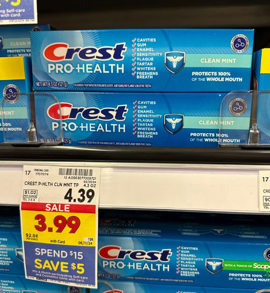 Crest ProHealth Toothpaste Kroger Shelf Image