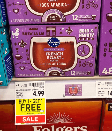 Kroger Coffee K-cups shelf image