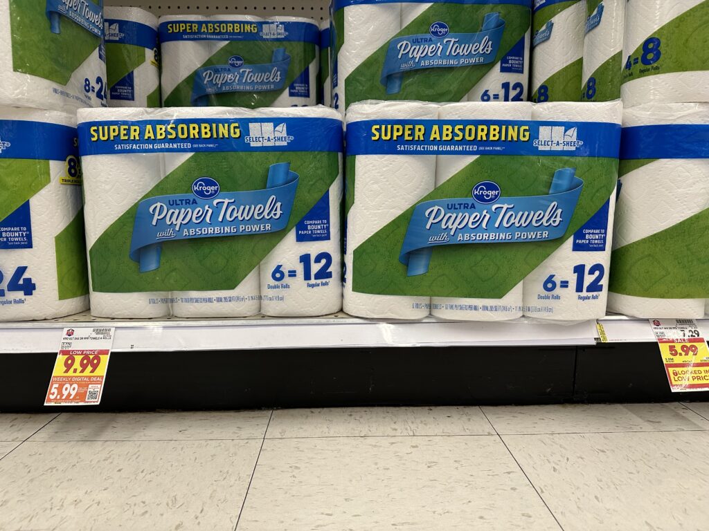 kroger paper towels shelf image