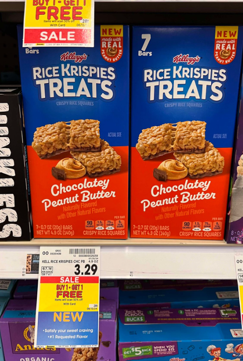 Kellogg's Rice Krispies Treats Kroger Shelf Image