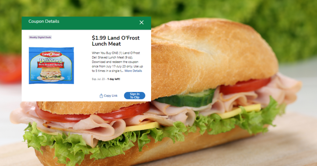 Land O'Frost Deli Shaved Lunch Meat Kroger Digital Coupon