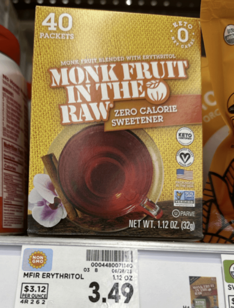 Monk Fruit In The Raw Zero Calorie Sweetener As Low As $2.49! - Kroger ...