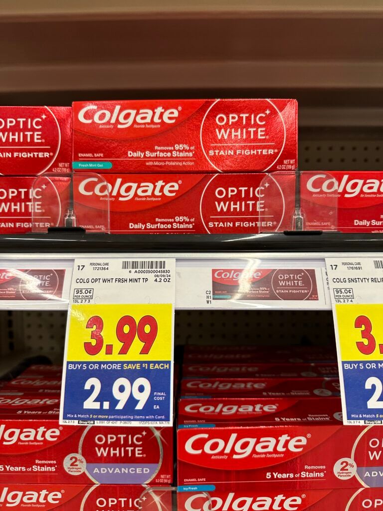 Colgate Optic White Toothpaste Kroger Shelf Image