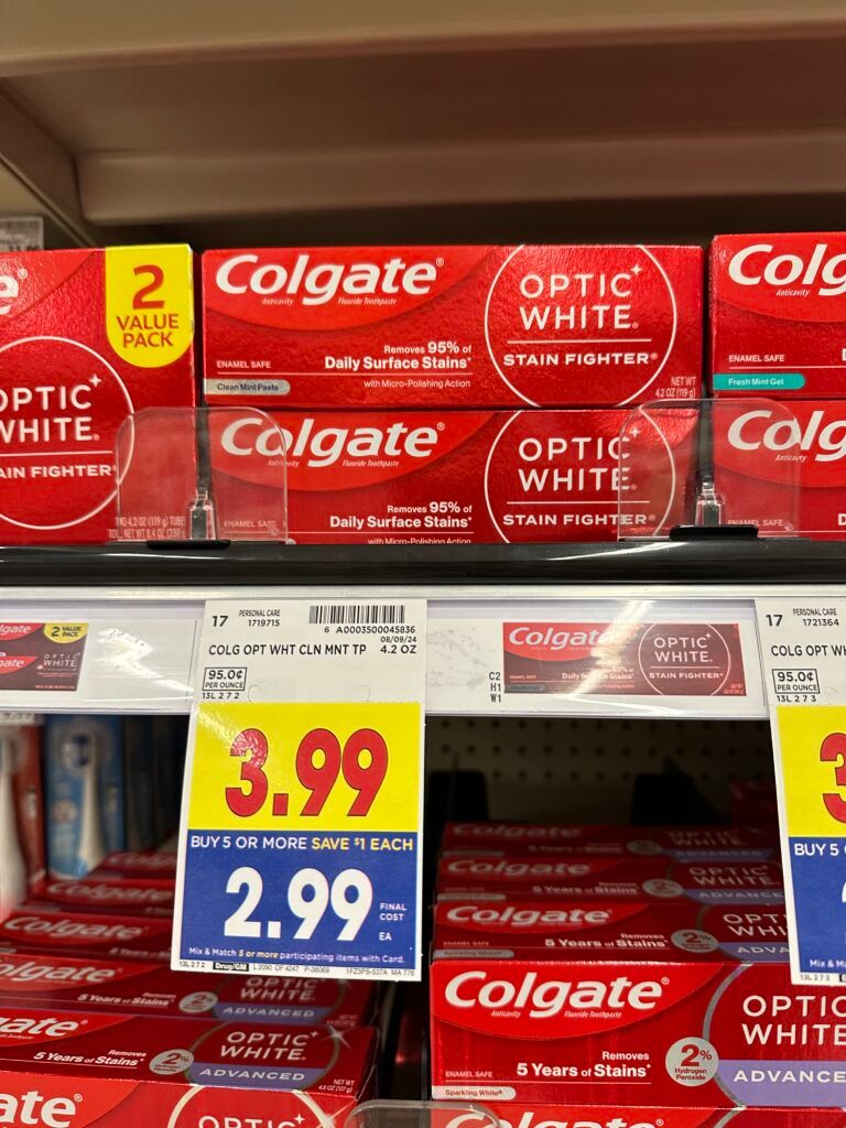 Colgate Optic White Toothpaste Kroger Shelf Image