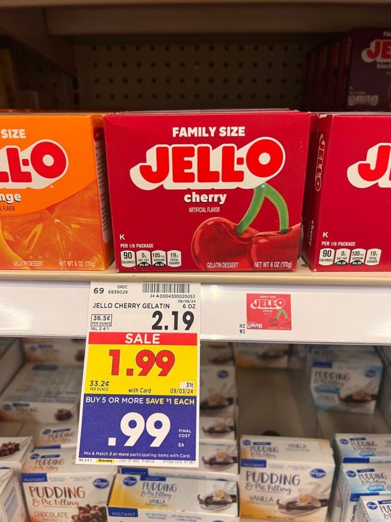 Jell-O Pudding and Gelatin Kroger Shelf Image