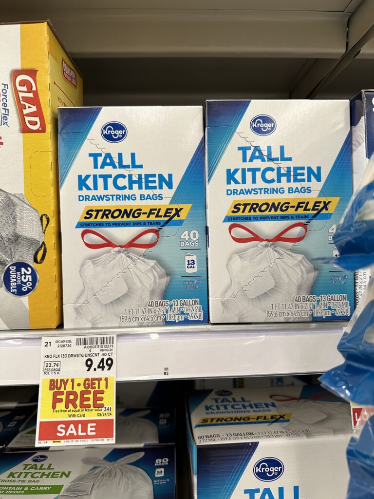 kroger trash bags shelf image