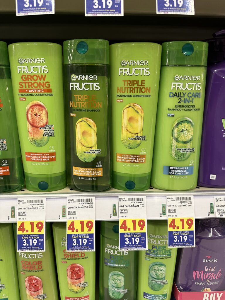 Garnier Fructis Shampoo & Conditioner Kroger Shelf Image