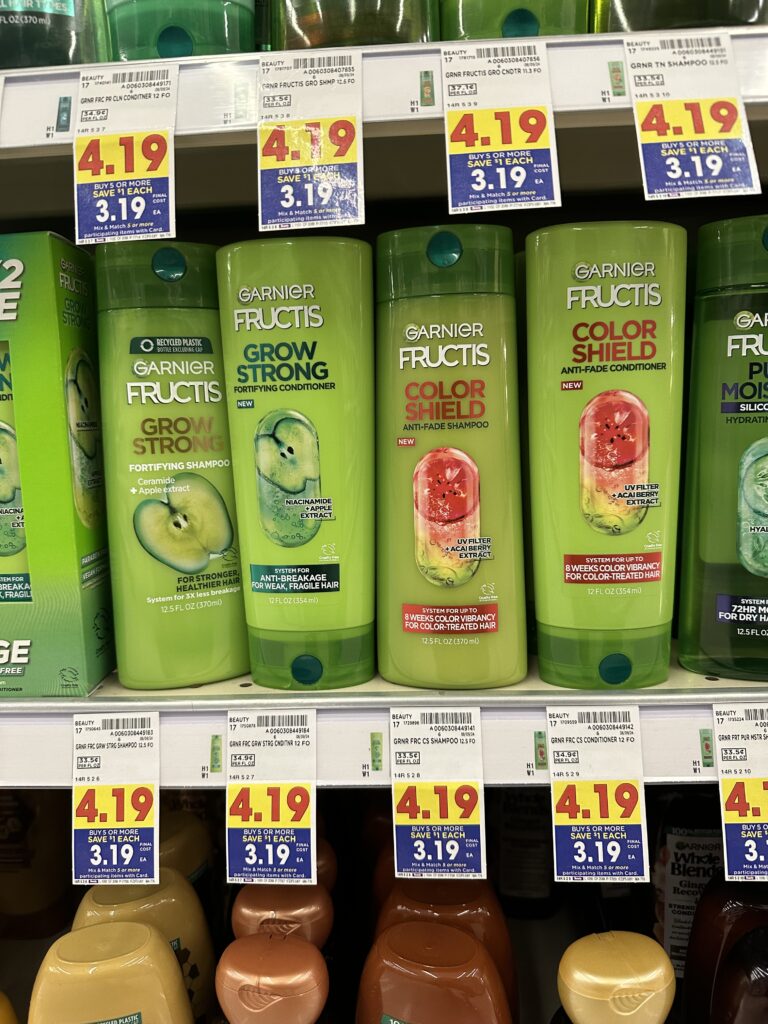 Garnier Fructis Shampoo & Conditioner Kroger Shelf Image