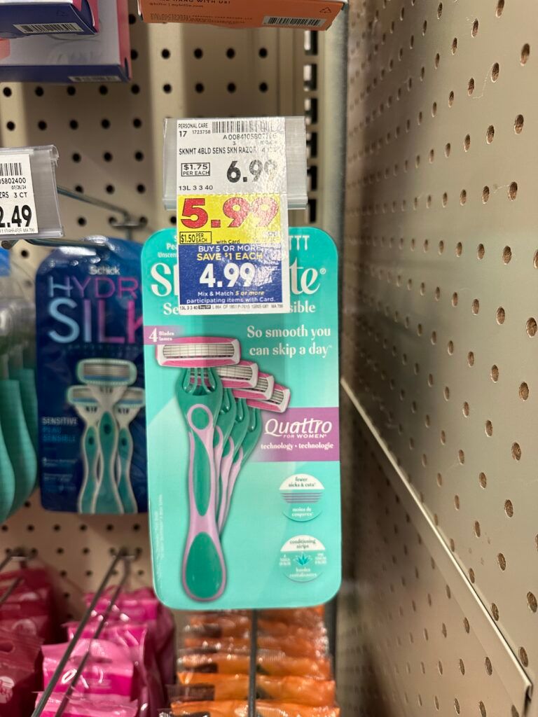 Skintimate and Schick Disposable Razors Kroger Shelf Image