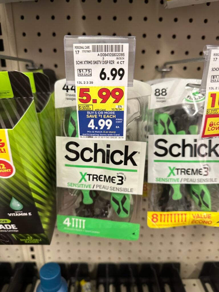 Skintimate and Schick Disposable Razors Kroger Shelf Image