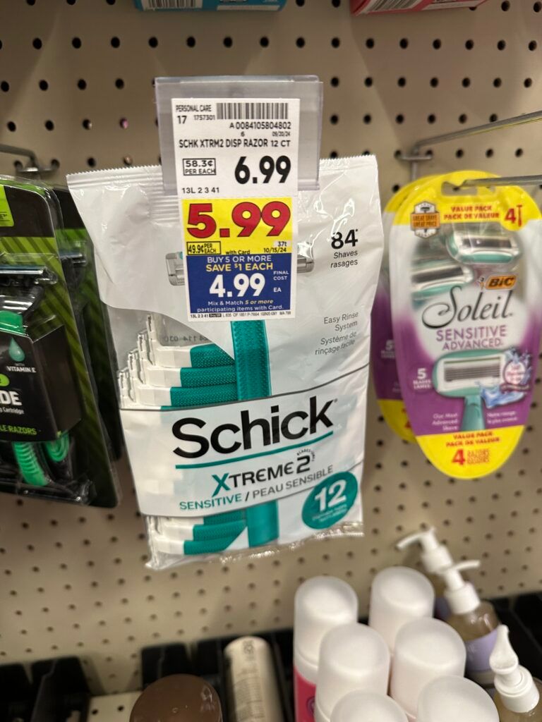 Skintimate and Schick Disposable Razors Kroger Shelf Image