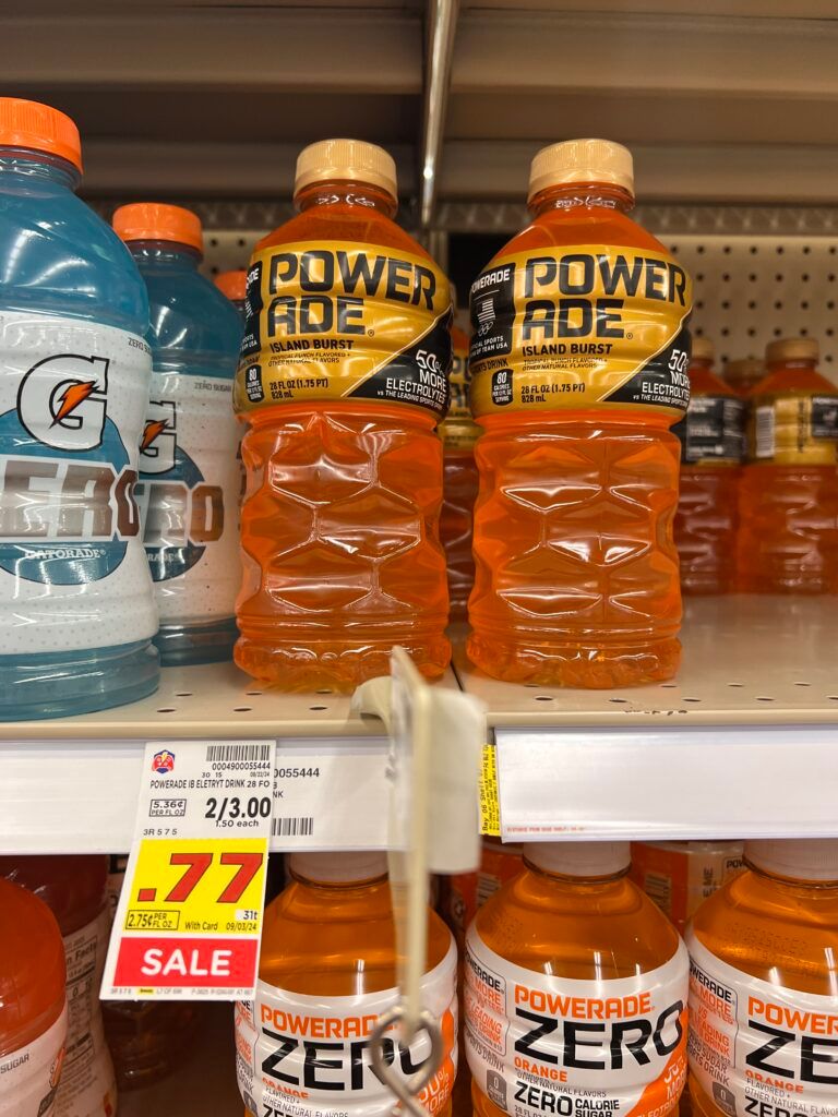 body armor, sparkling ice and powerade kroger shelf image (1)