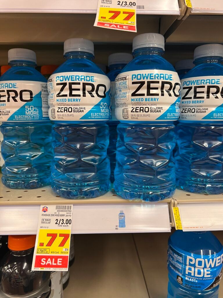 body armor, sparkling ice and powerade kroger shelf image (1)