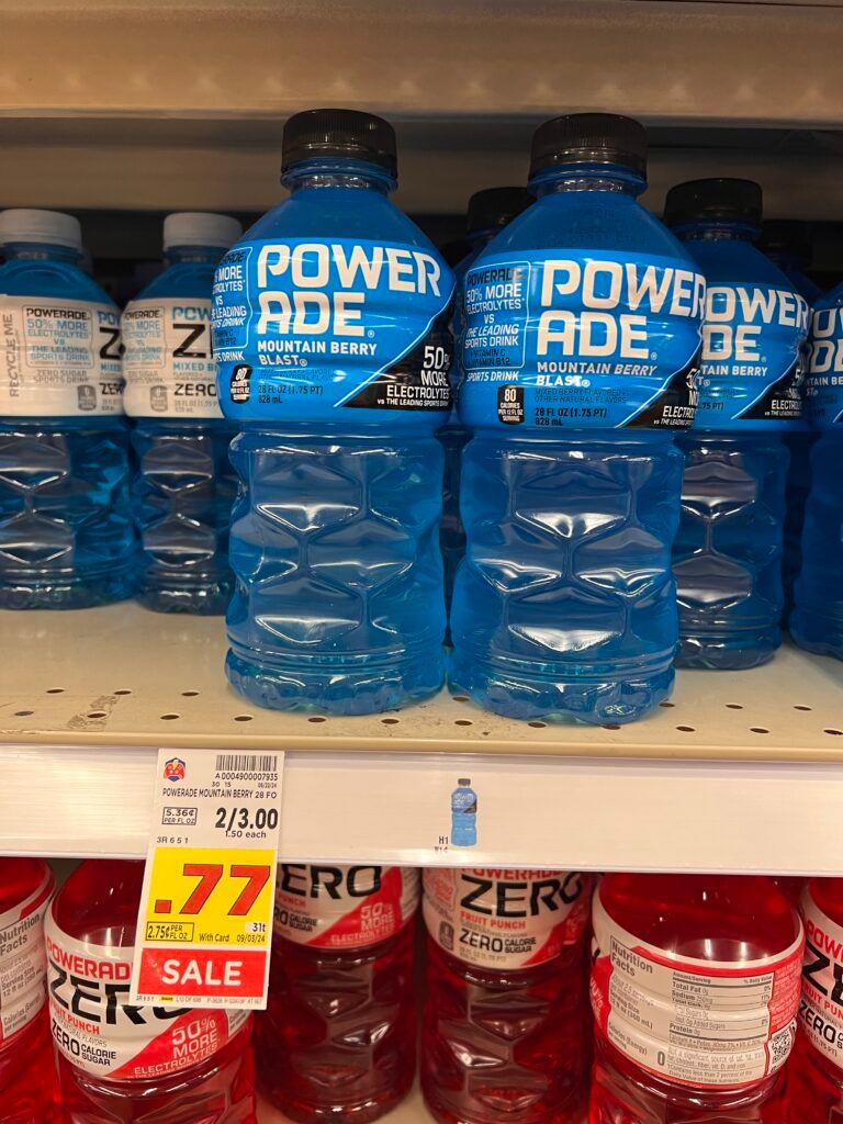 body armor, sparkling ice and powerade kroger shelf image (1)