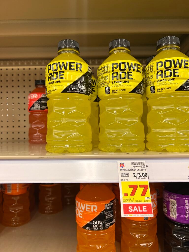 body armor, sparkling ice and powerade kroger shelf image (1)